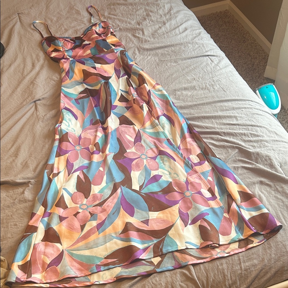 Forever 21 Floral Multicolor Spaghetti Strap Dress Size Small